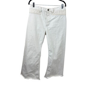 Free People 29 Ivory Wide Leg Button Fly Ankle Jeans Beachy Coastal